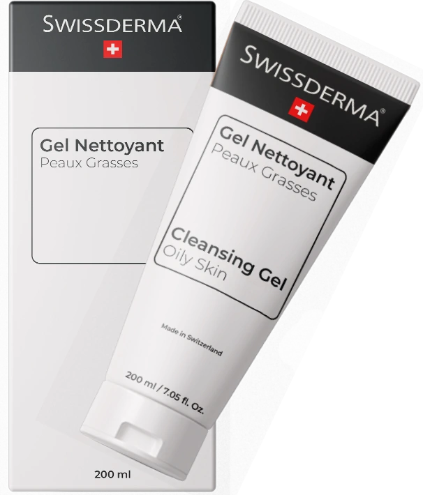 Swissderma Gel nettoyant peaux grasses 200ml maroc BOITE